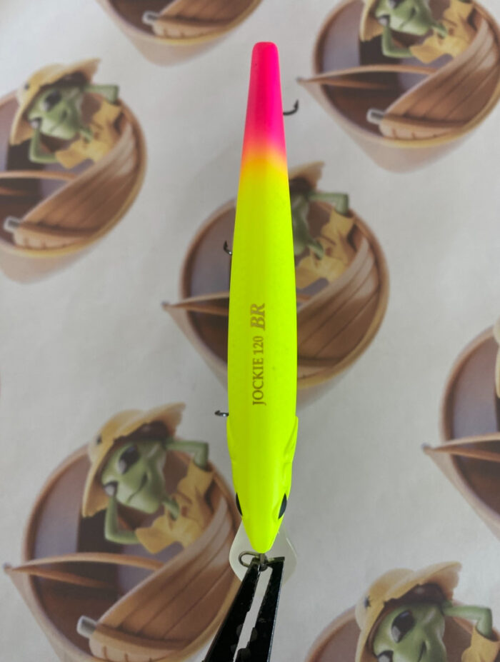 Isca Jackall Jockie 120F Cor Mat Chartreuse Pink Tail - Imagem 4