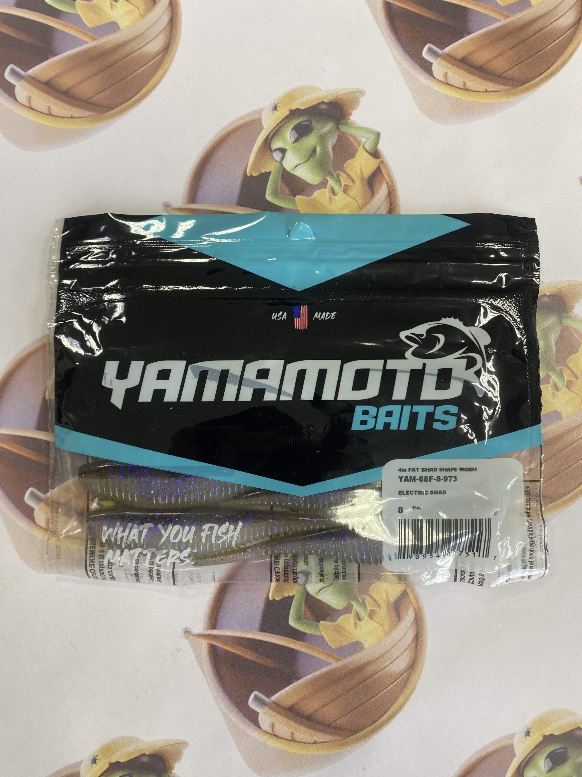 Isca Artificial Yamamoto Baits Fat Shad Shape Worm 10cm 8un Cor Electric Shad