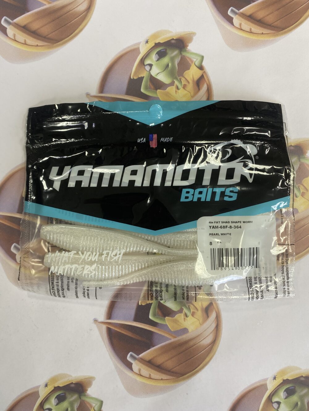 Isca Artificial Yamamoto Baits Fat Shad Shape Worm 10cm 8un Cor Pearl White