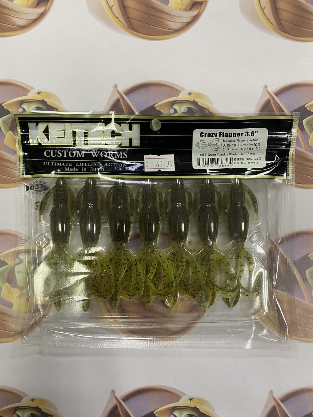 Isca Keitech Crazy Flapper 3.6" 9,1cm Cor Green Pumpkin Chartreuse