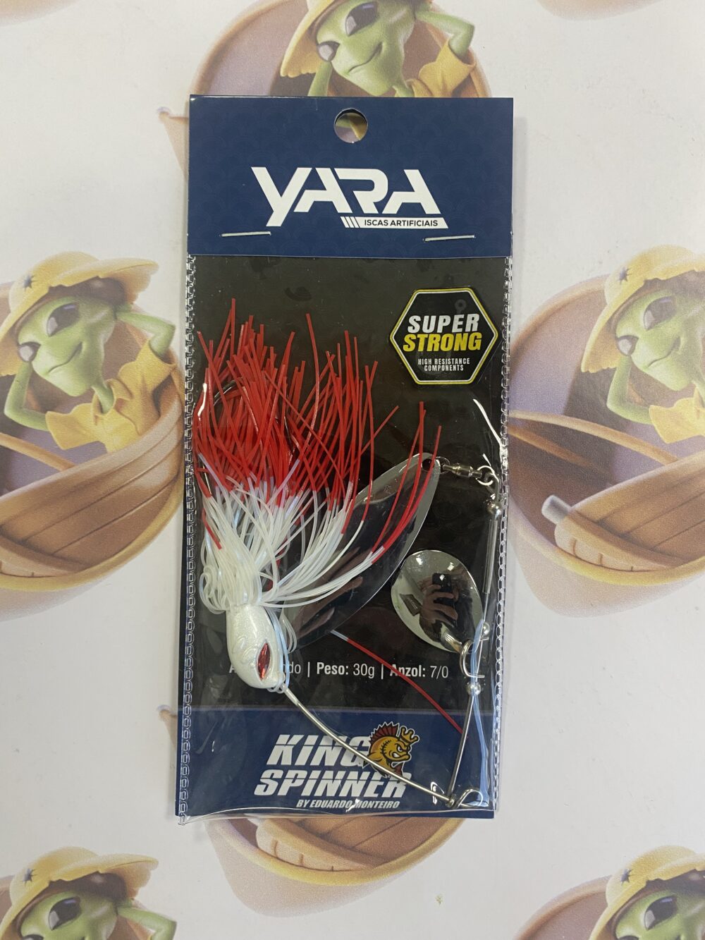 Isca Artificial Yara King Spinner 7/0 30g Cor Branco e Vermelho