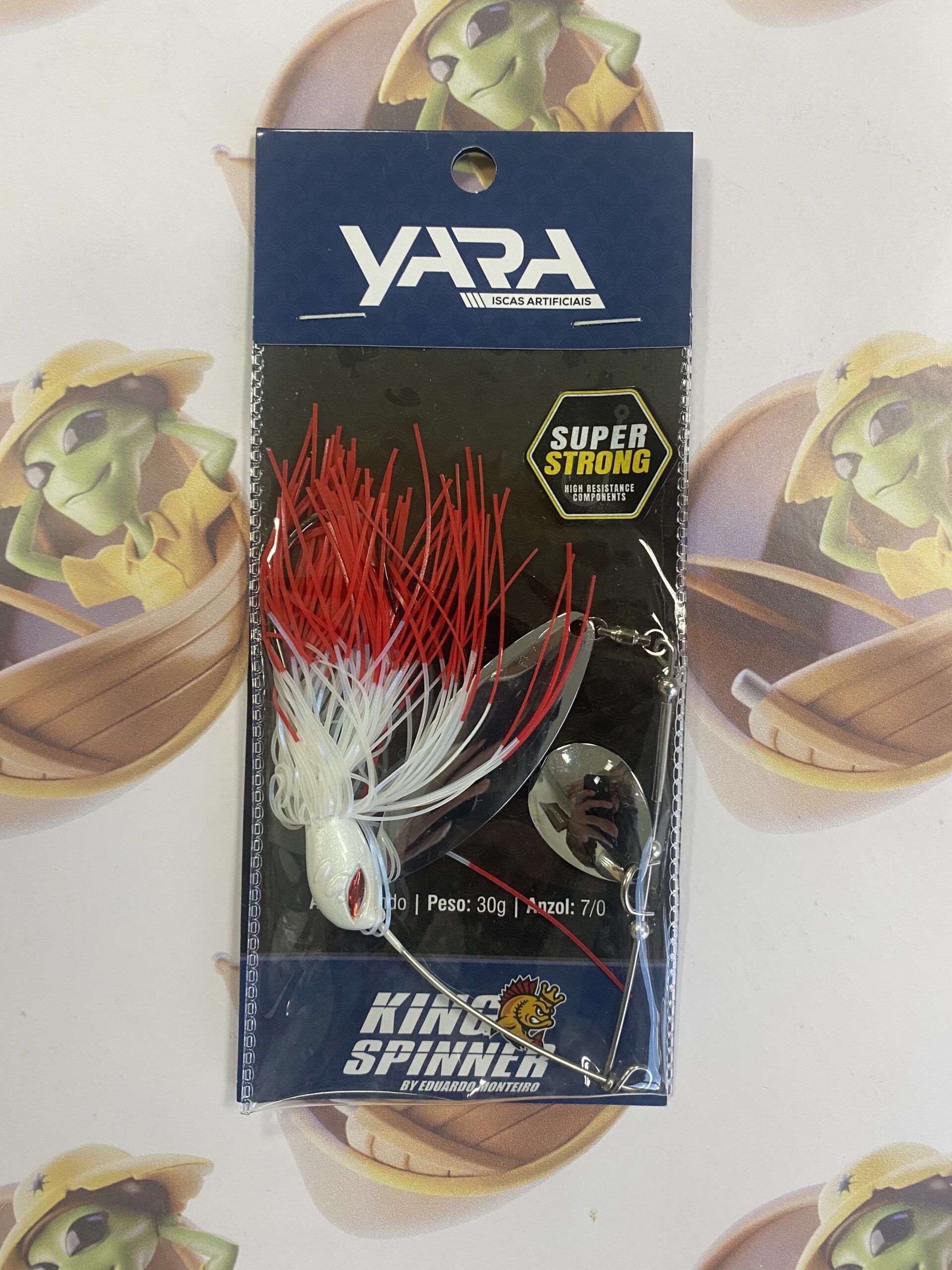 Isca Artificial Yara King Spinner 7/0 30g Cor Branco e Vermelho