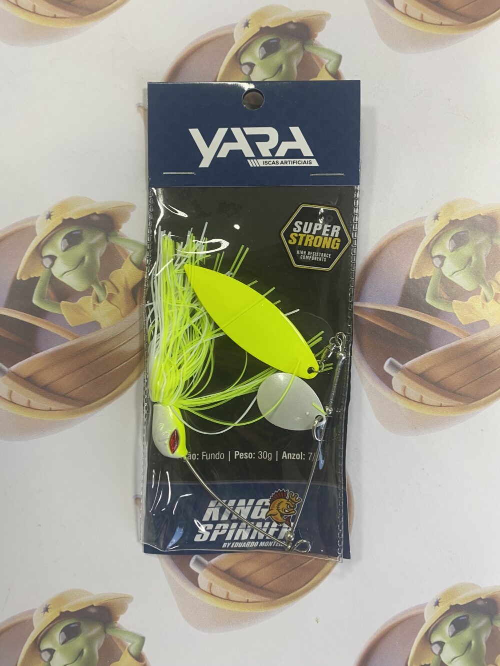 Isca Artificial Yara King Spinner 7/0 30g Cor Verde Limão com Branco