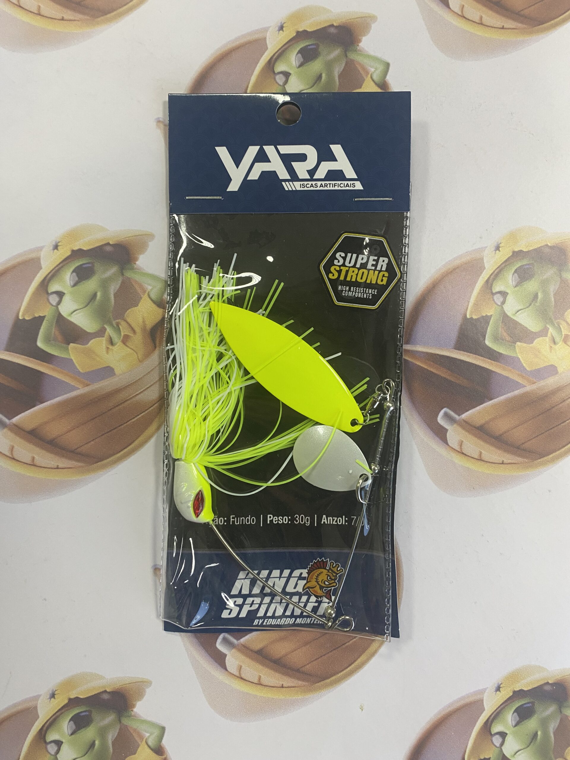 Isca Artificial Yara King Spinner 7/0 30g Cor Verde Limão com Branco